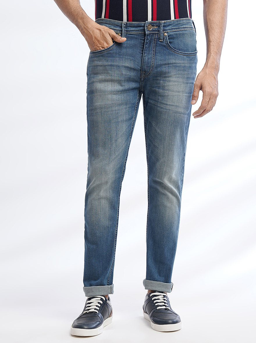 Blue Washed Slim Fit Jeans | JadeBlue
