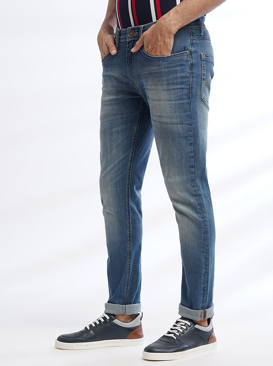 Blue Washed Slim Fit Jeans | JadeBlue