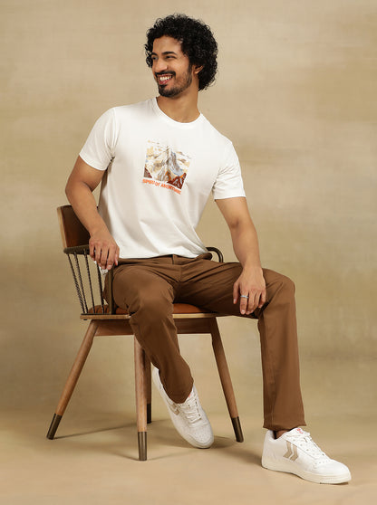 White Printed Slim Fit T-Shirt | JadeBlue