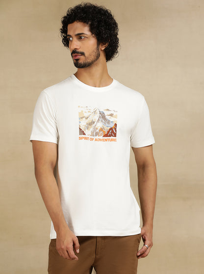 White Printed Slim Fit T-Shirt | JadeBlue