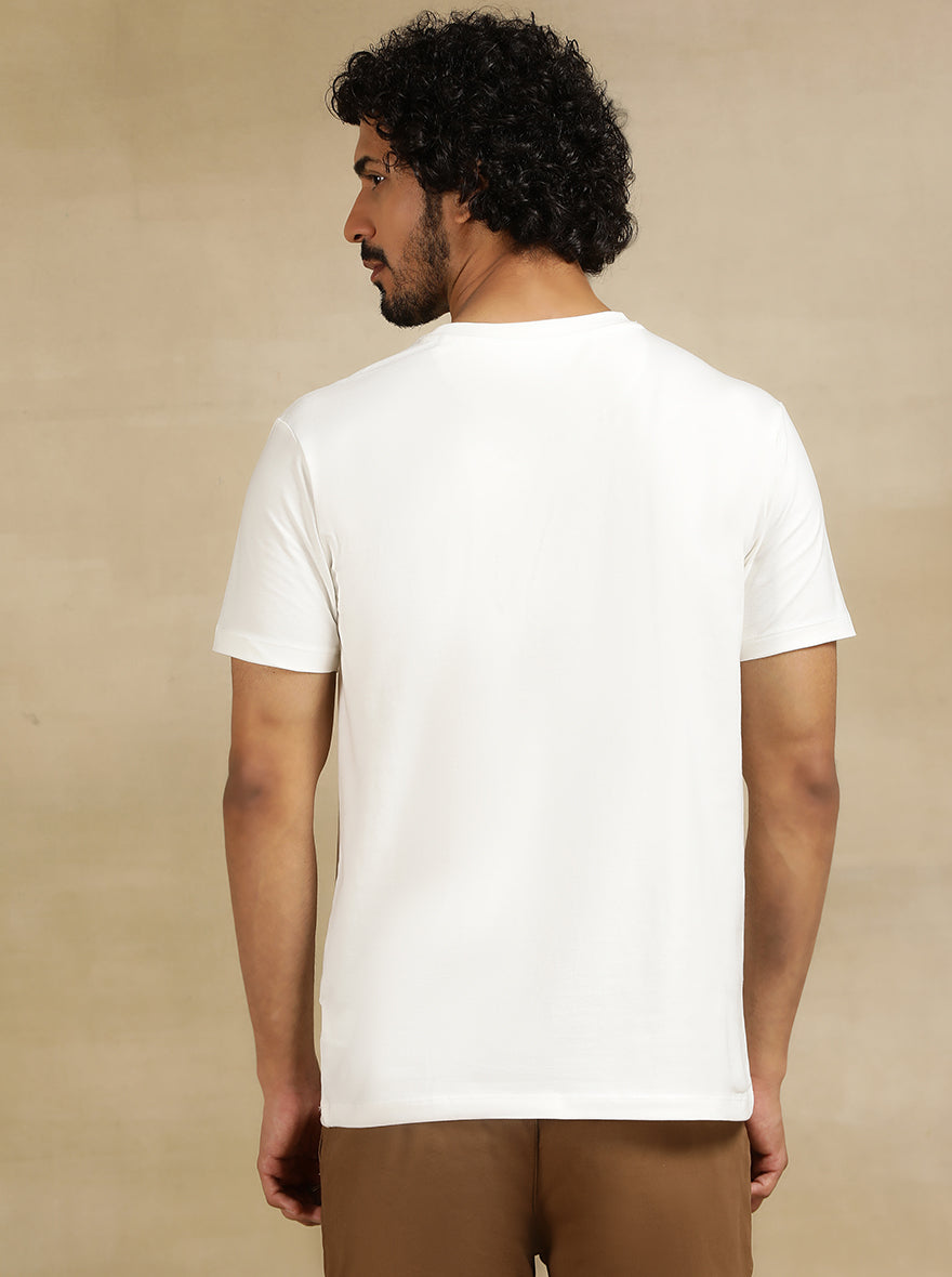 White Printed Slim Fit T-Shirt | JadeBlue