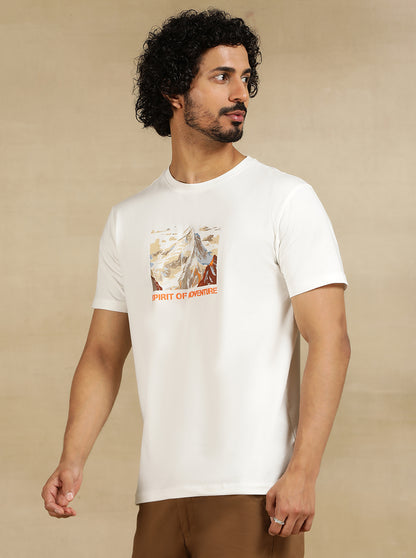 White Printed Slim Fit T-Shirt | JadeBlue