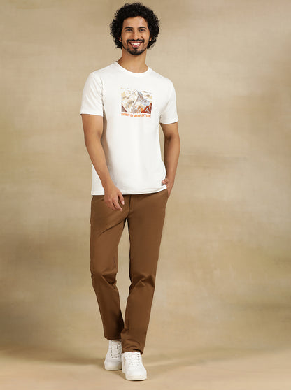 White Printed Slim Fit T-Shirt | JadeBlue
