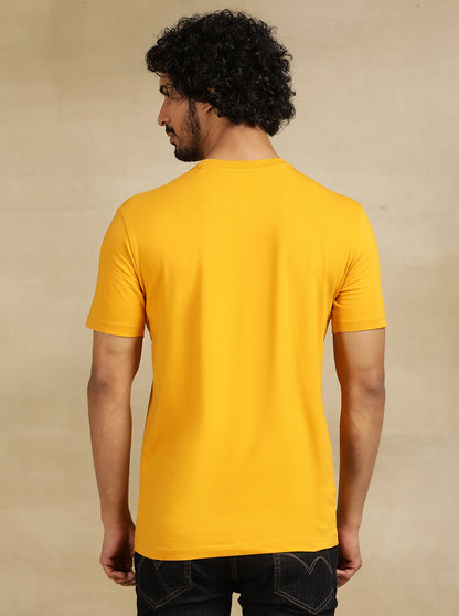 Yellow Printed Slim Fit T-Shirt | JadeBlue