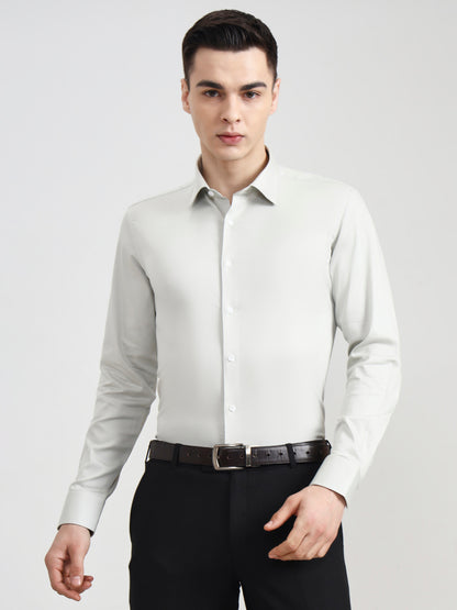 Light Grey Solid Slim Fit Party Wear Shirt | Wyre