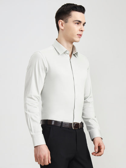 Light Grey Solid Slim Fit Party Wear Shirt | Wyre