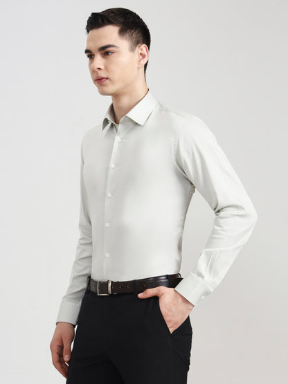 Light Grey Solid Slim Fit Party Wear Shirt | Wyre