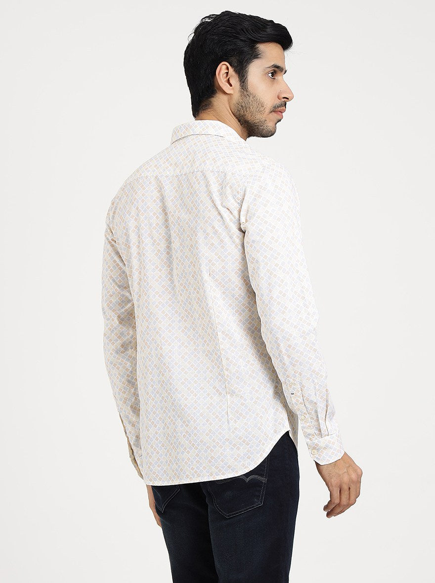 Light Yellow Printed Slim Fit Casual Shirt | JadeBlue