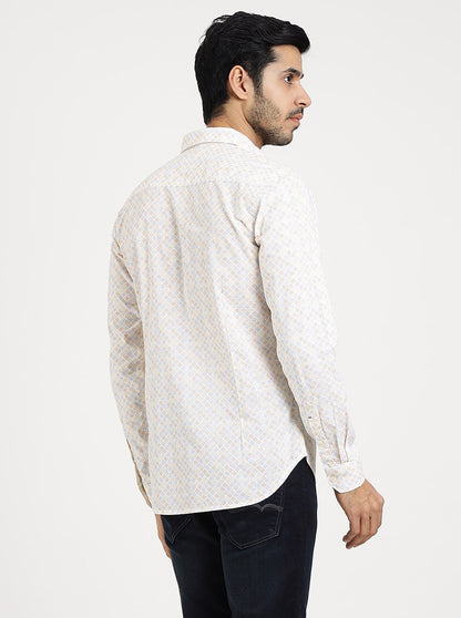 Light Yellow Printed Slim Fit Casual Shirt | JadeBlue
