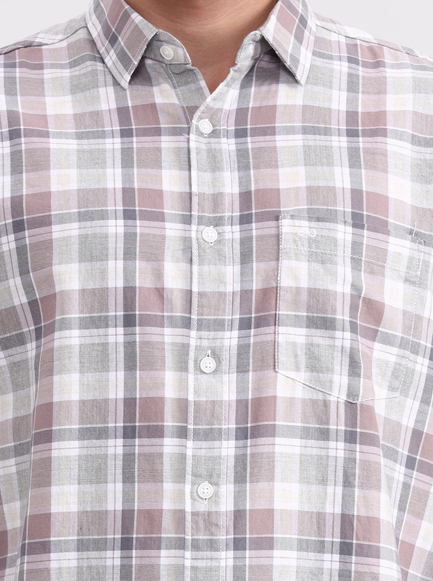 White Checked Slim Fit Casual Shirt | JadeBlue