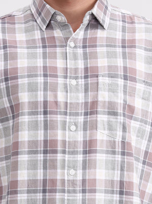 White Checked Slim Fit Casual Shirt | JadeBlue