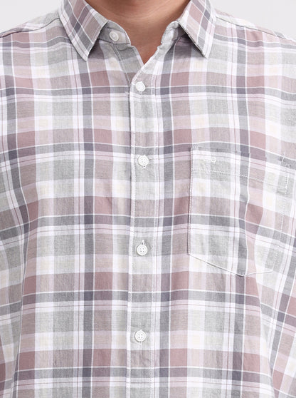 White Checked Slim Fit Casual Shirt | JadeBlue