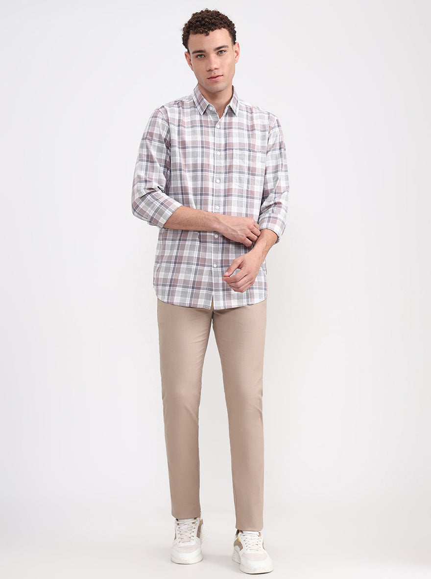 White Checked Slim Fit Casual Shirt | JadeBlue