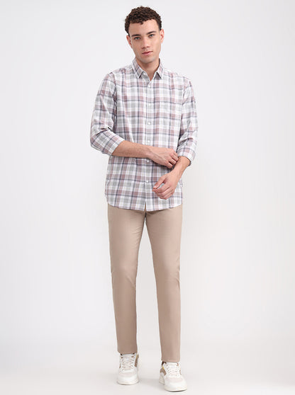 White Checked Slim Fit Casual Shirt | JadeBlue