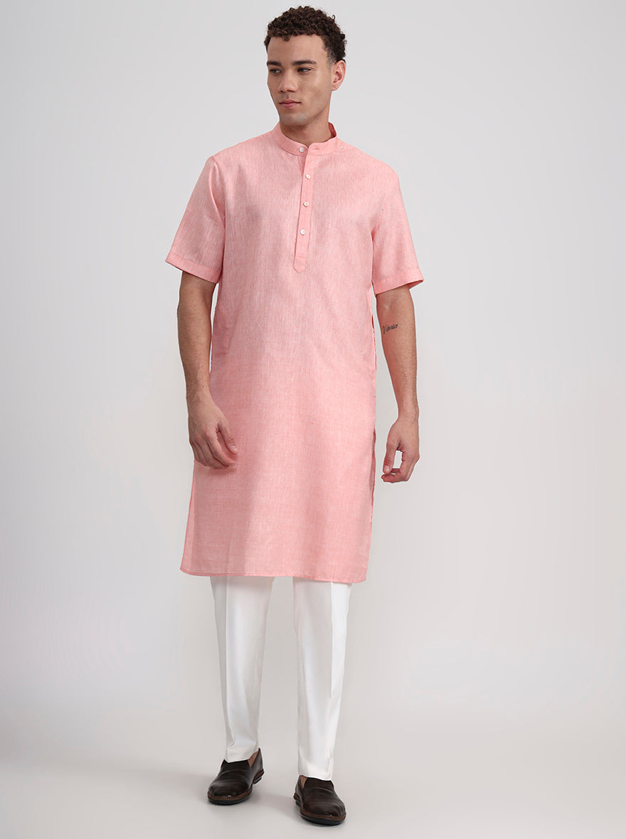 Orange Solid Regular Fit Modi Kurta | JadeBlue