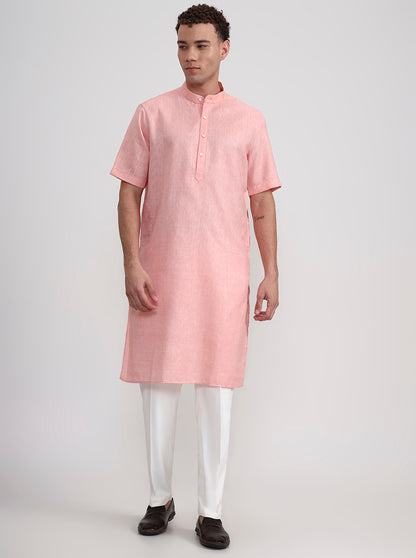 Orange Solid Regular Fit Modi Kurta | JadeBlue