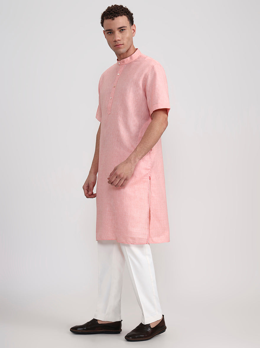 Orange Solid Regular Fit Modi Kurta | JadeBlue