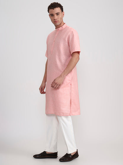 Orange Solid Regular Fit Modi Kurta | JadeBlue