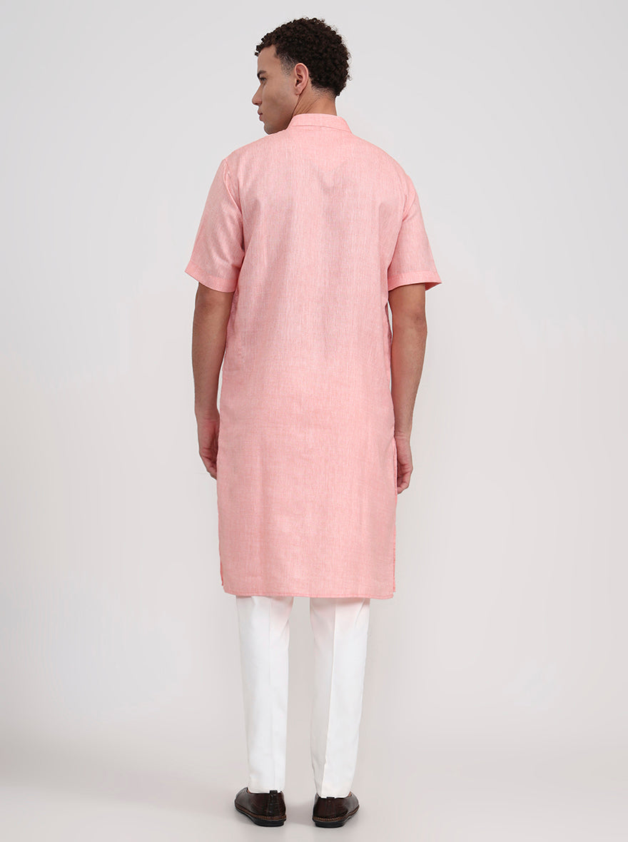 Orange Solid Regular Fit Modi Kurta | JadeBlue