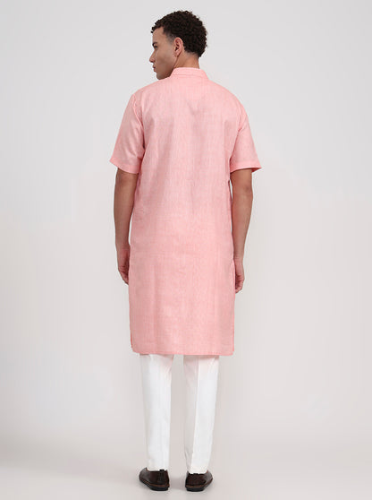 Orange Solid Regular Fit Modi Kurta | JadeBlue