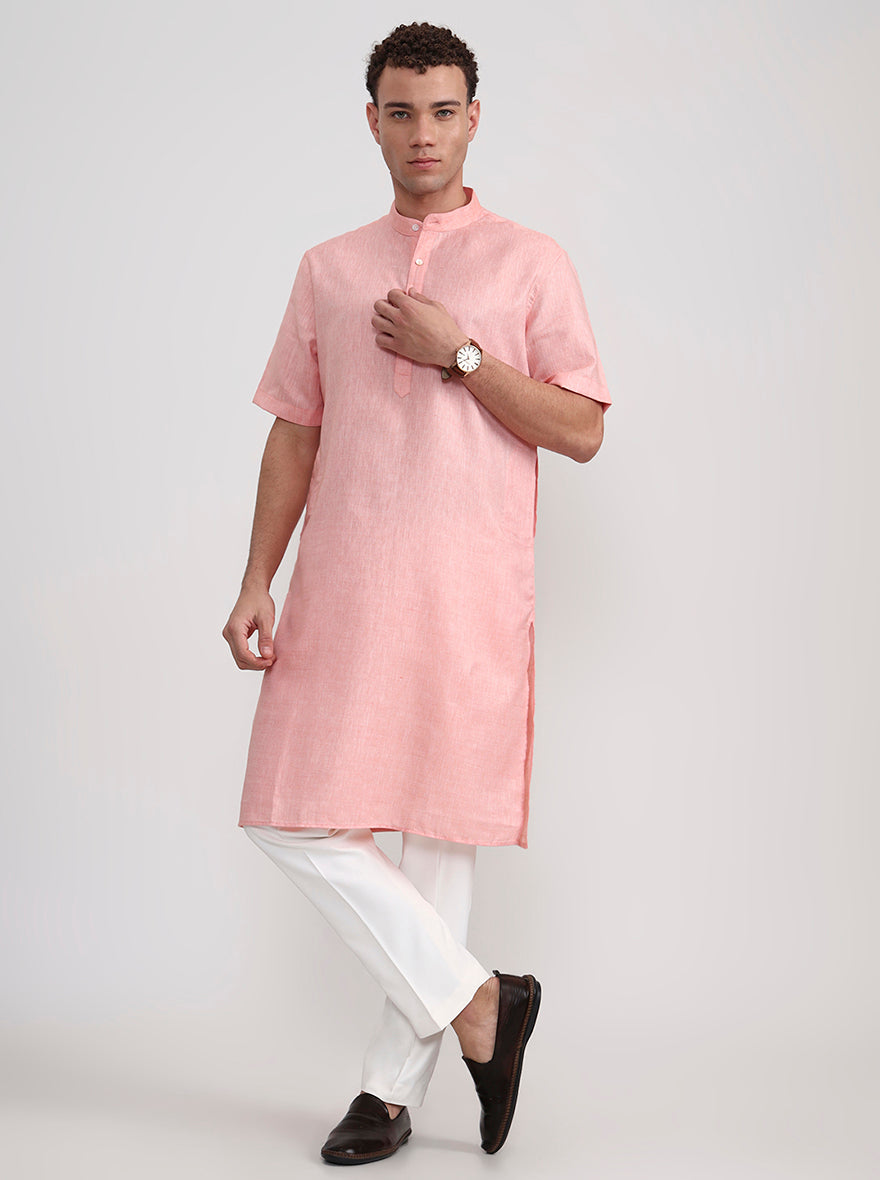 Orange Solid Regular Fit Modi Kurta | JadeBlue