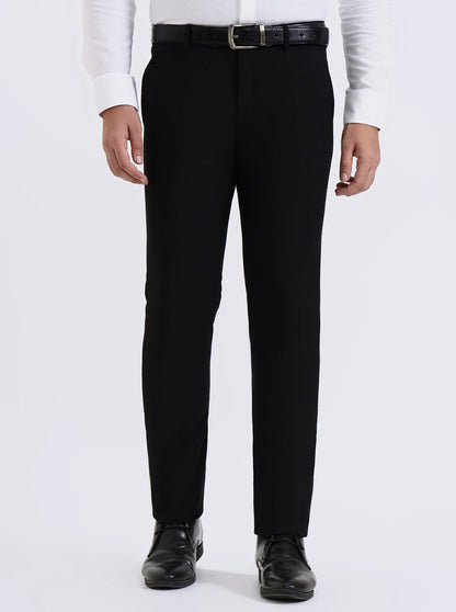 Black Solid Slim Fit Formal Trouser | Metal