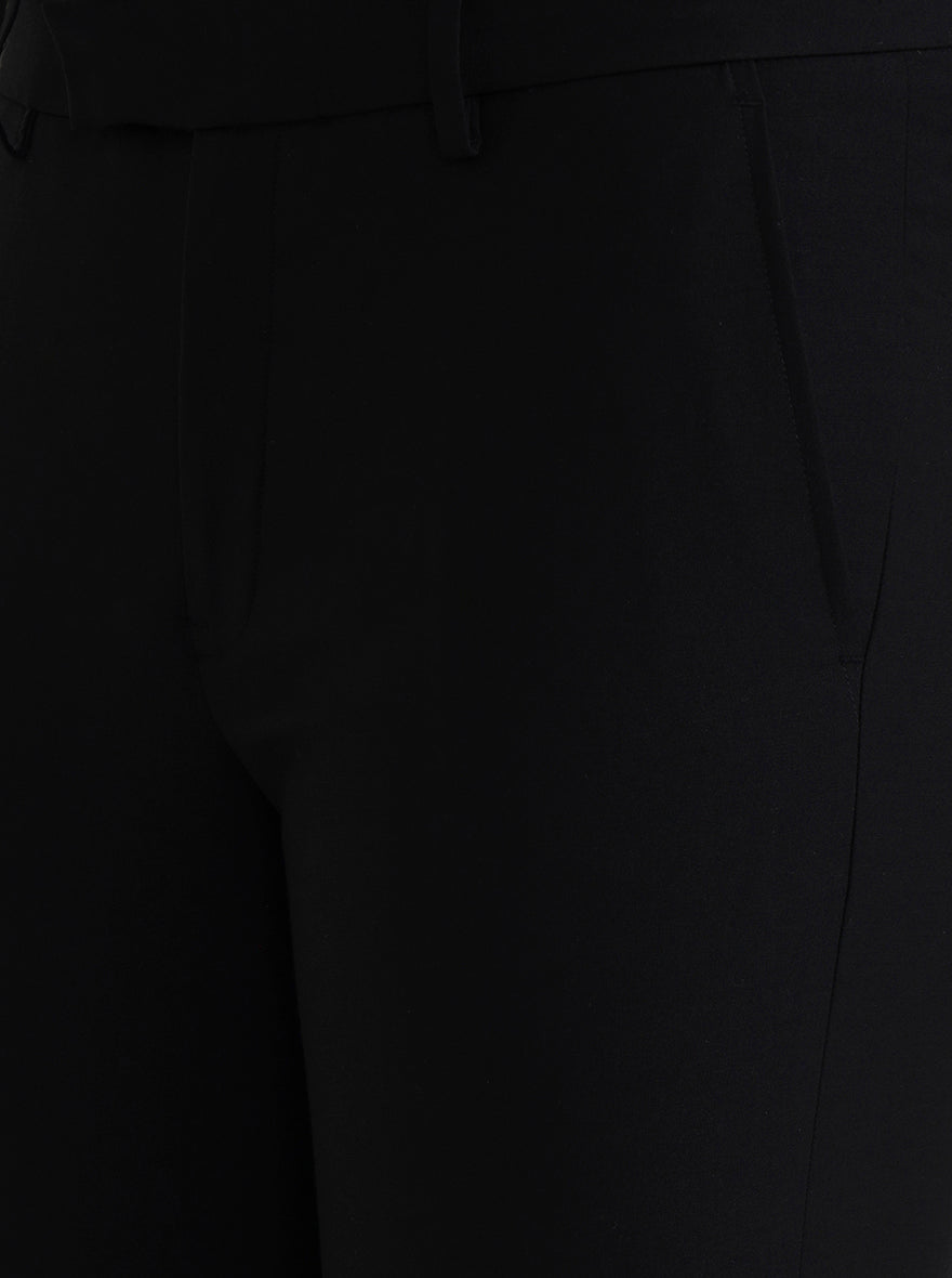 Black Solid Slim Fit Formal Trouser | Metal