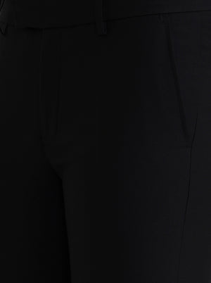 Black Solid Slim Fit Formal Trouser | Metal