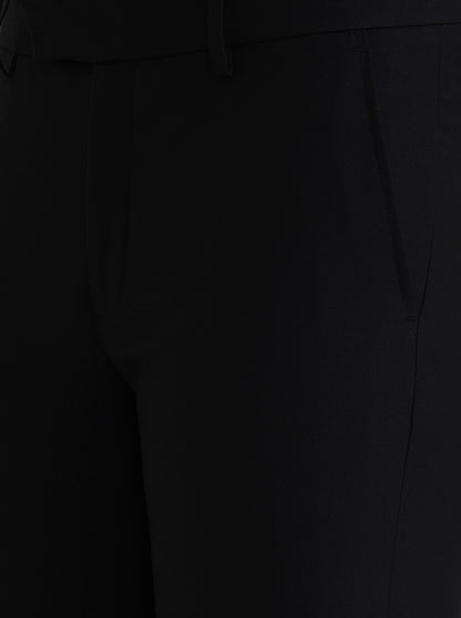 Black Solid Slim Fit Formal Trouser | Metal