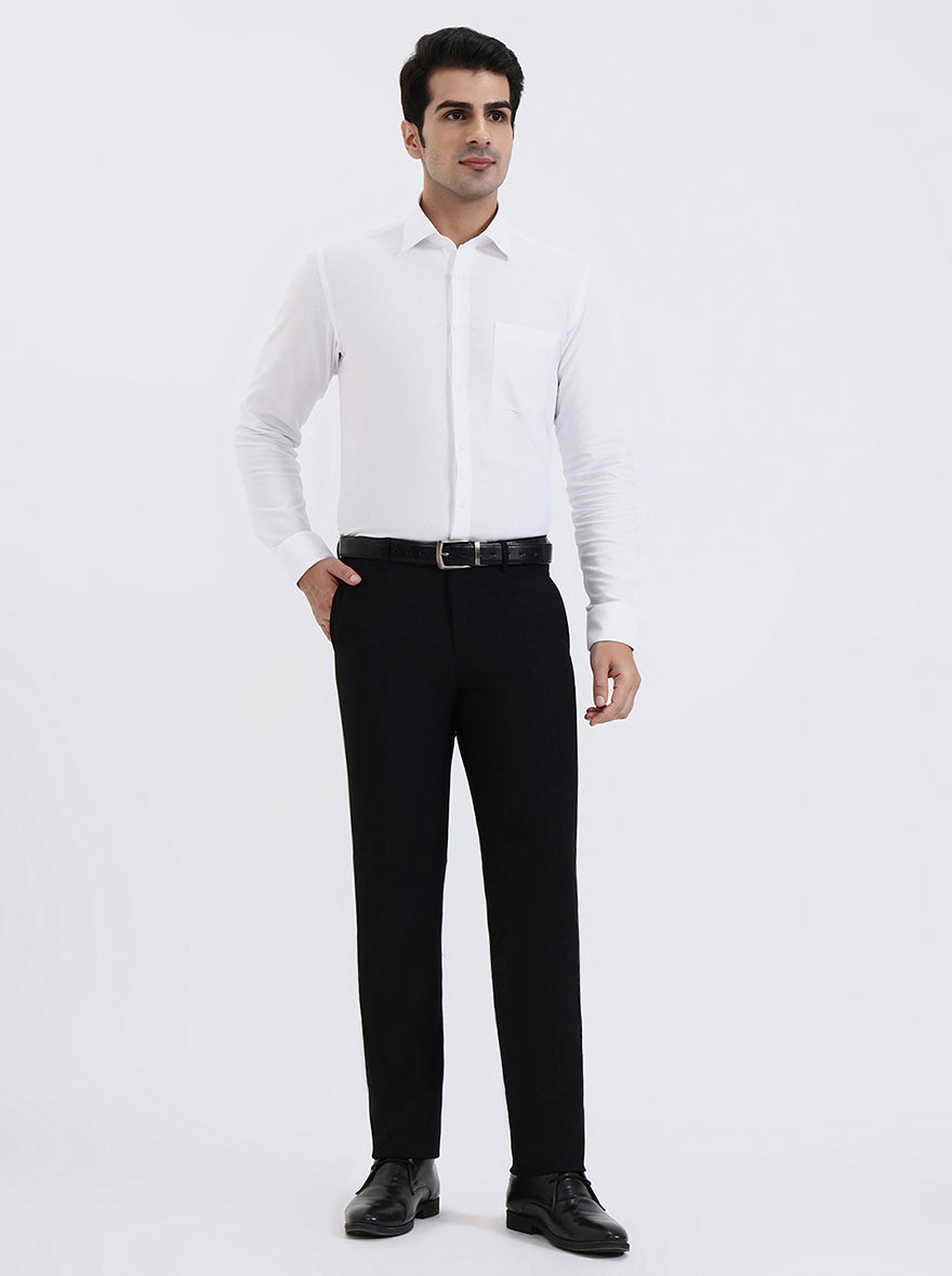 Black Solid Slim Fit Formal Trouser | Metal