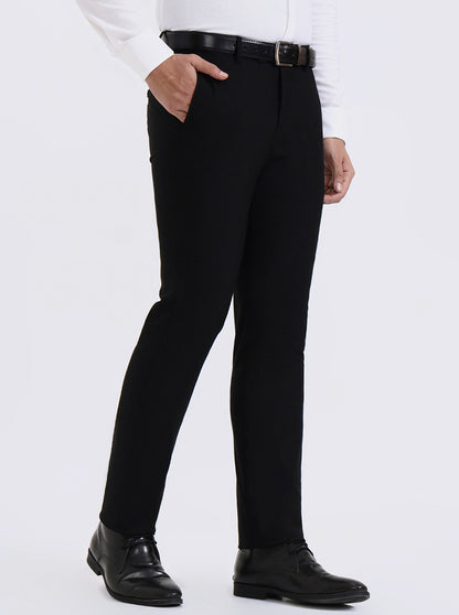 Black Solid Slim Fit Formal Trouser | Metal
