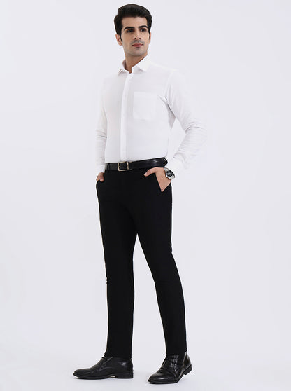 Black Solid Slim Fit Formal Trouser | Metal