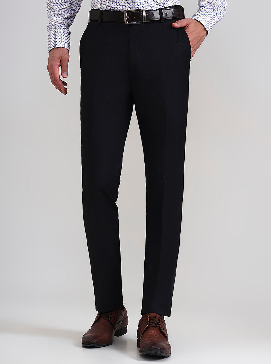 Black Solid Slim Fit Formal Trouser | Wyre