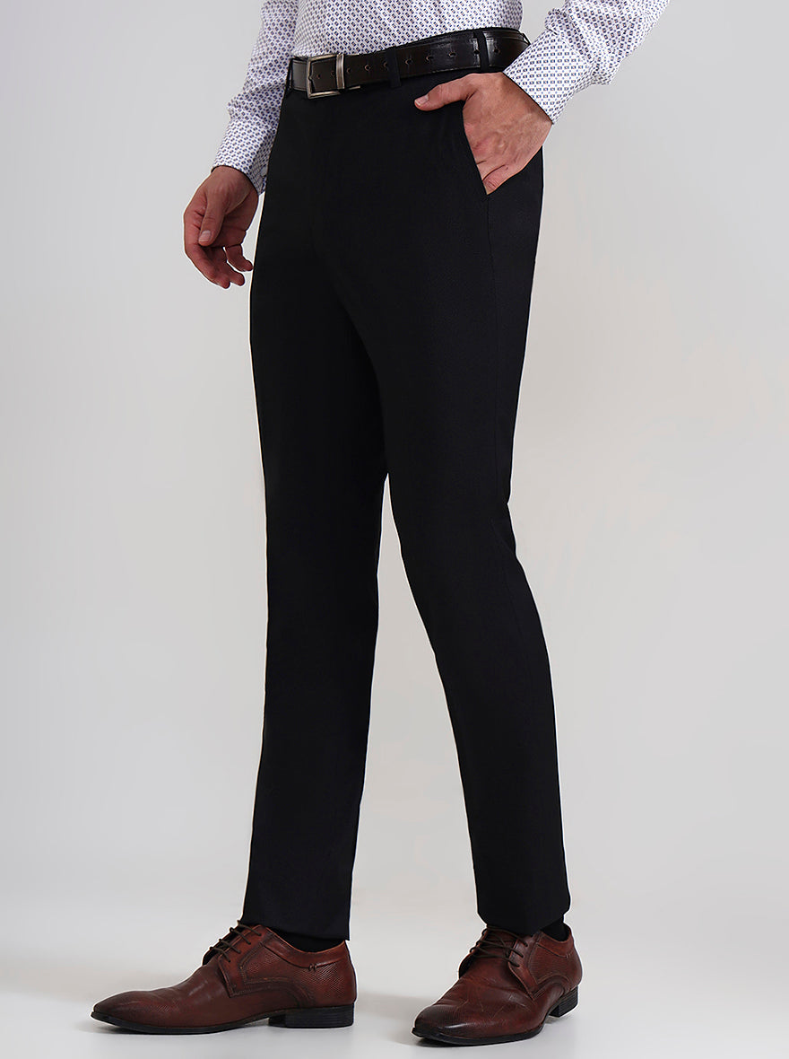 Black Solid Slim Fit Formal Trouser | Wyre