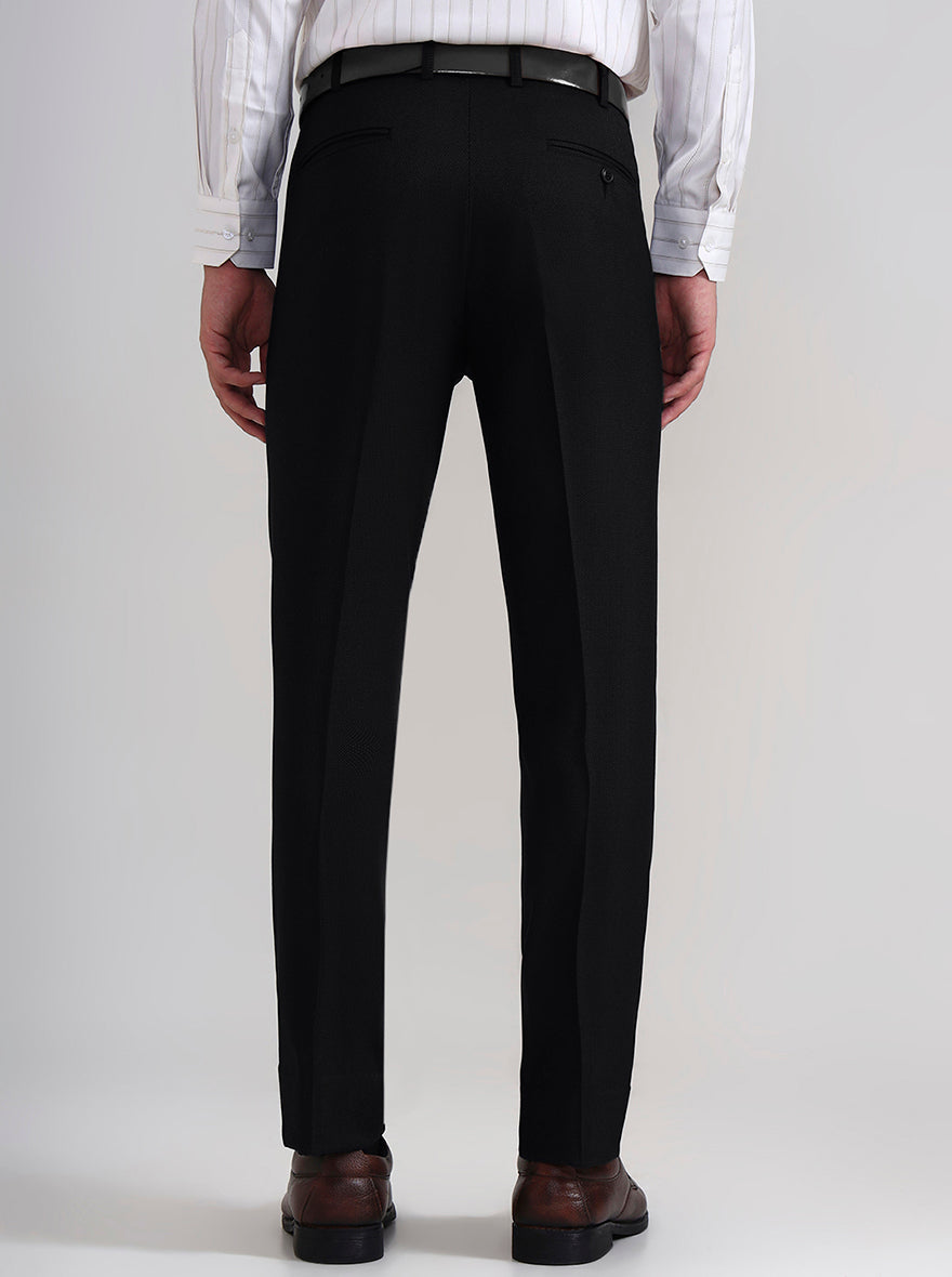 Black Solid Slim Fit Formal Trouser | Wyre