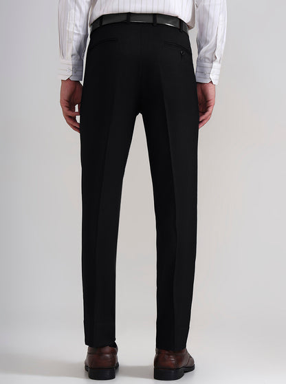 Black Solid Slim Fit Formal Trouser | Wyre