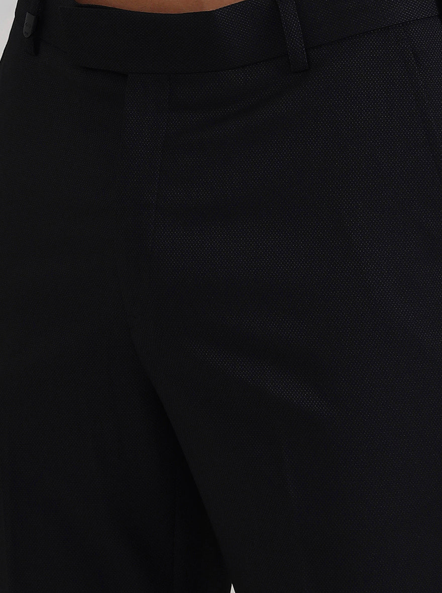 Black Solid Slim Fit Formal Trouser | Wyre
