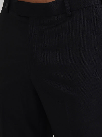 Black Solid Slim Fit Formal Trouser | Wyre