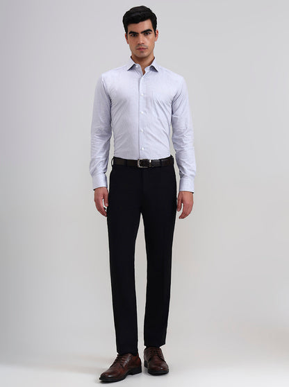 Black Solid Slim Fit Formal Trouser | Wyre