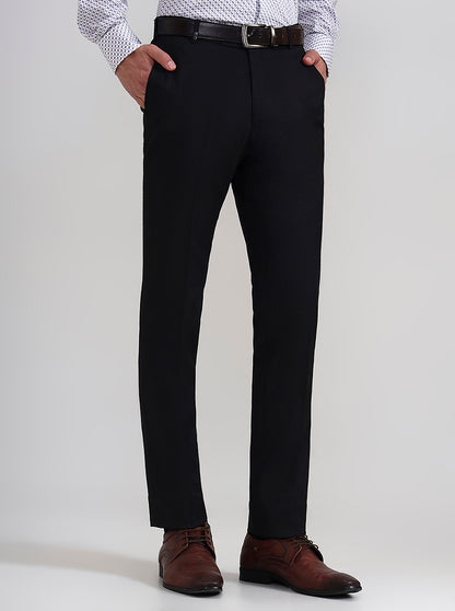 Black Solid Slim Fit Formal Trouser | Wyre