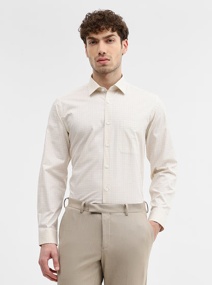 Yellow Checked Regular Fit Formal Shirt | JadeBlue