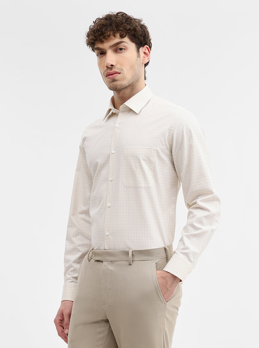Yellow Checked Regular Fit Formal Shirt | JadeBlue