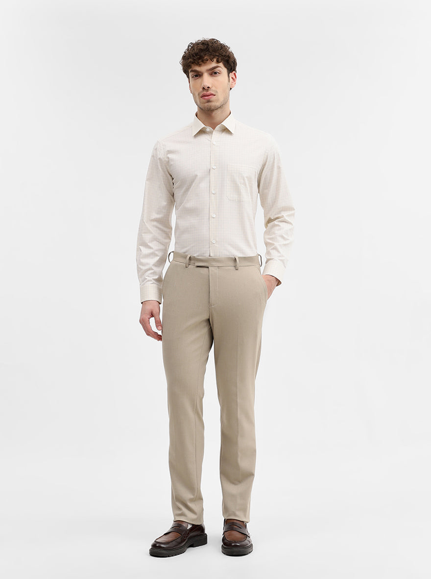 Yellow Checked Regular Fit Formal Shirt | JadeBlue