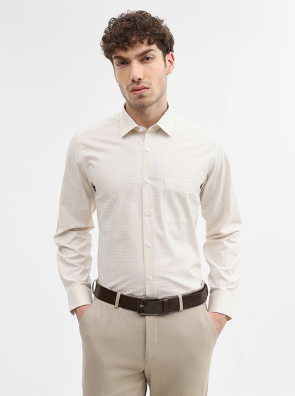 Yellow Checked Regular Fit Formal Shirt | JadeBlue