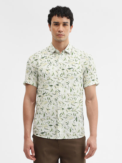 Green Printed Slim Fit Casual Shirt | JadeBlue