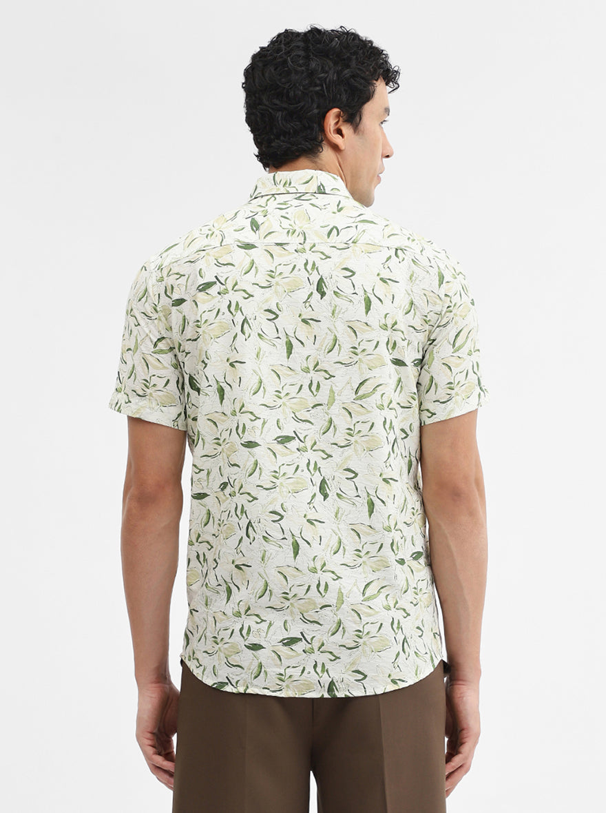 Green Printed Slim Fit Casual Shirt | JadeBlue