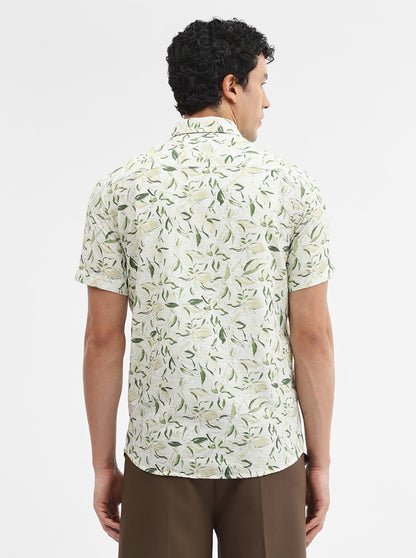 Green Printed Slim Fit Casual Shirt | JadeBlue