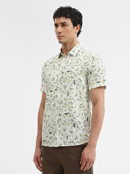 Green Printed Slim Fit Casual Shirt | JadeBlue