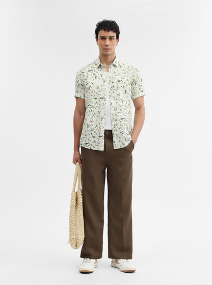 Green Printed Slim Fit Casual Shirt | JadeBlue