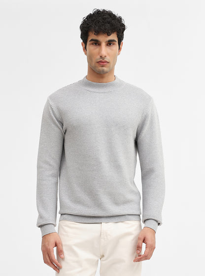 Grey Striped Slim Fit Winter T-Shirt | JadeBlue